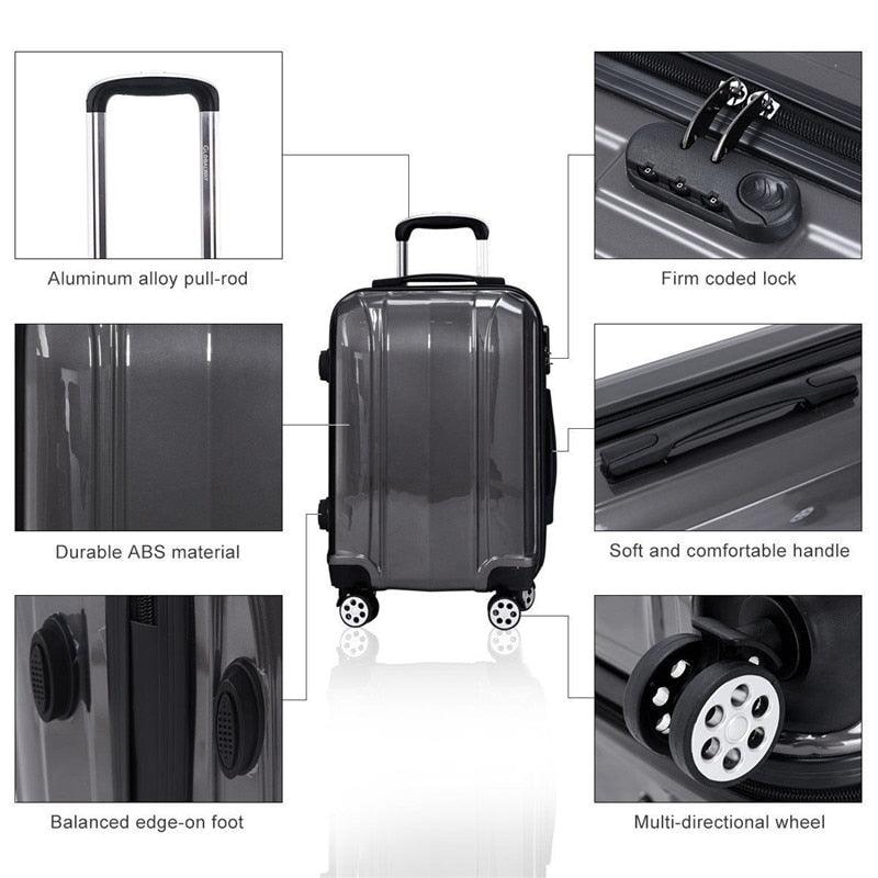 3 Piece Set 100% ABS Luggage Set - Traveling Luggage Bags with Wheels (1U78)(LT1)(LT2) (1U78)
