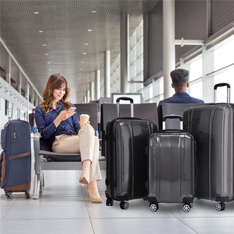 3 Piece Set 100% ABS Luggage Set - Traveling Luggage Bags with Wheels (1U78)(LT1)(LT2) (1U78)