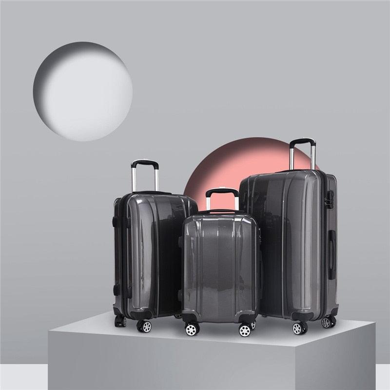 3 Piece Set 100% ABS Luggage Set - Traveling Luggage Bags with Wheels (1U78)(LT1)(LT2) (1U78)