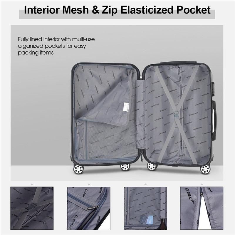 3 Piece Set 100% ABS Luggage Set - Traveling Luggage Bags with Wheels (1U78)(LT1)(LT2) (1U78)