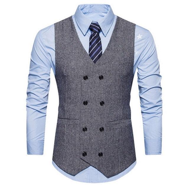 Men's 3 Pieces Black Elegant Suits - Pants Vest Jacket Slim Fit Single Button Party Formal Business Dress Suit (3U10)