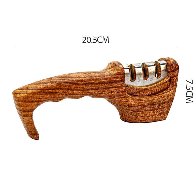 3 Stages Knife Sharpener - Removable Knife Stainless Steel Sharpener Professional Wooden Kitchen Sharpening (AK5)(F61)