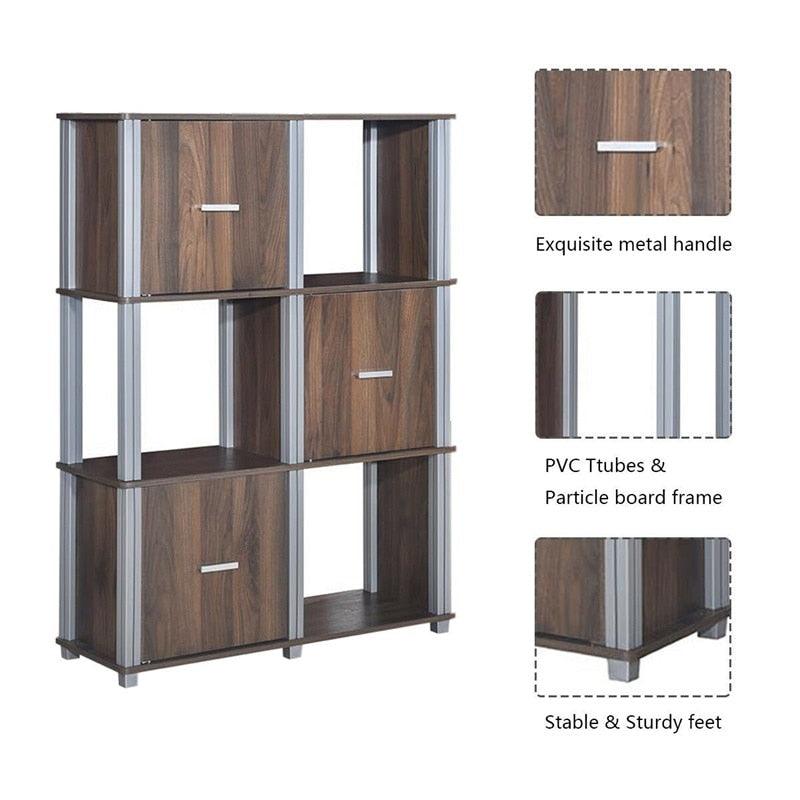 3 Tiers 6 Cubes Storage Cabinet Shelf Bookcase Durable and Sturdy MDF Board Stylish (FW5)(1U67)(F67)