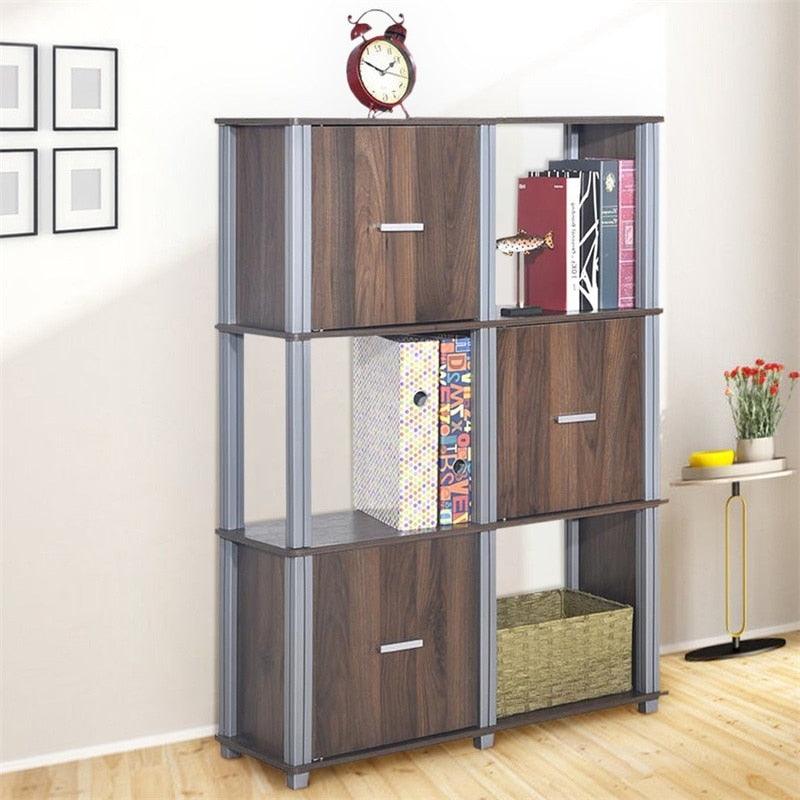 3 Tiers 6 Cubes Storage Cabinet Shelf Bookcase Durable and Sturdy MDF Board Stylish (FW5)(1U67)(F67)