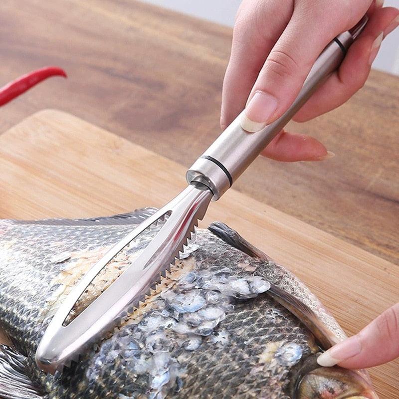 Stainless Steel Fish Scale Remover Planer Scraper - High Quality Utensils Manual Quick Kitchen Accessories (D61)(AK4)