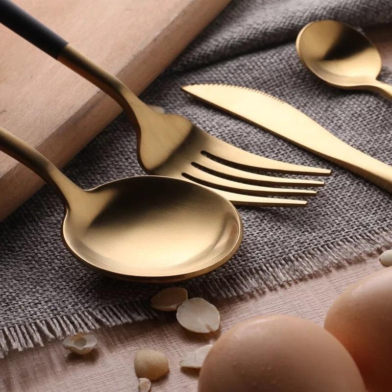 Stainless Steel Western Silverware Cutlery Set - Noble Fork Knife Dessert Dinnerware (AK6)