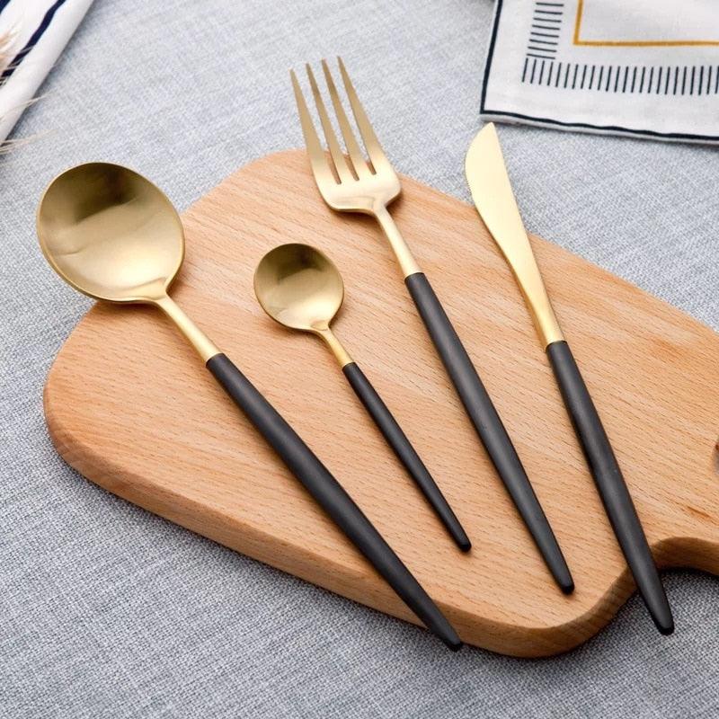 Stainless Steel Western Silverware Cutlery Set - Noble Fork Knife Dessert Dinnerware (AK6)