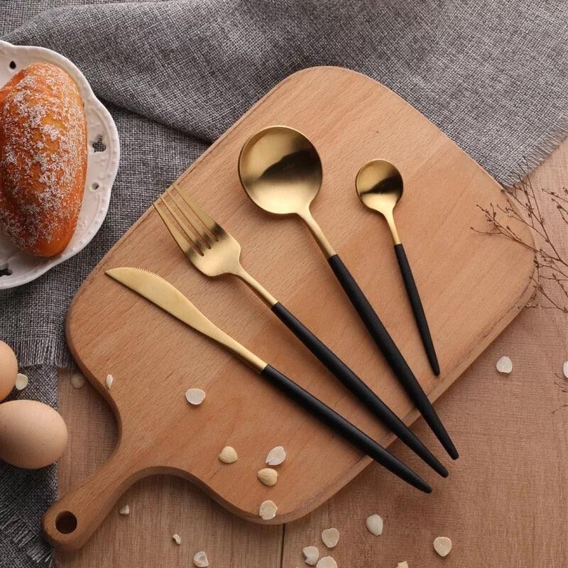 Stainless Steel Western Silverware Cutlery Set - Noble Fork Knife Dessert Dinnerware (AK6)