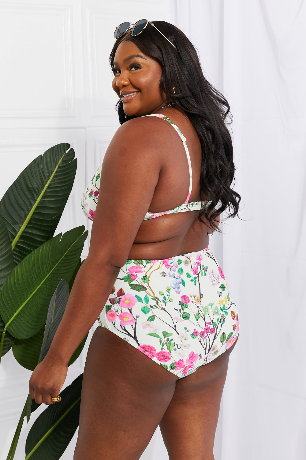 Marina West Swim Take A Dip Twist High-Rise Bikini in Cream (TB9D) T