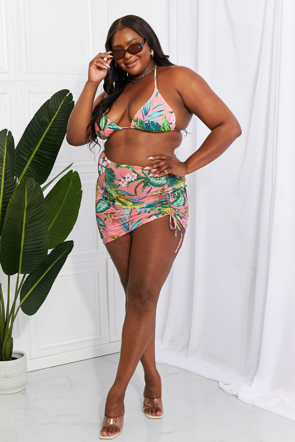 Marina West Swim Paradise Awaits Triangle Bikini and Sarong Set (TB9D) T
