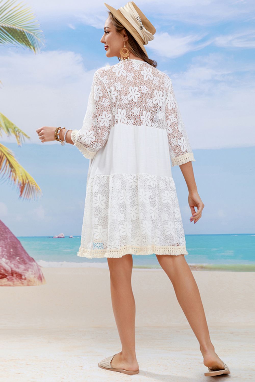 Tassel Spliced Lace Cover Up (TB11D) T