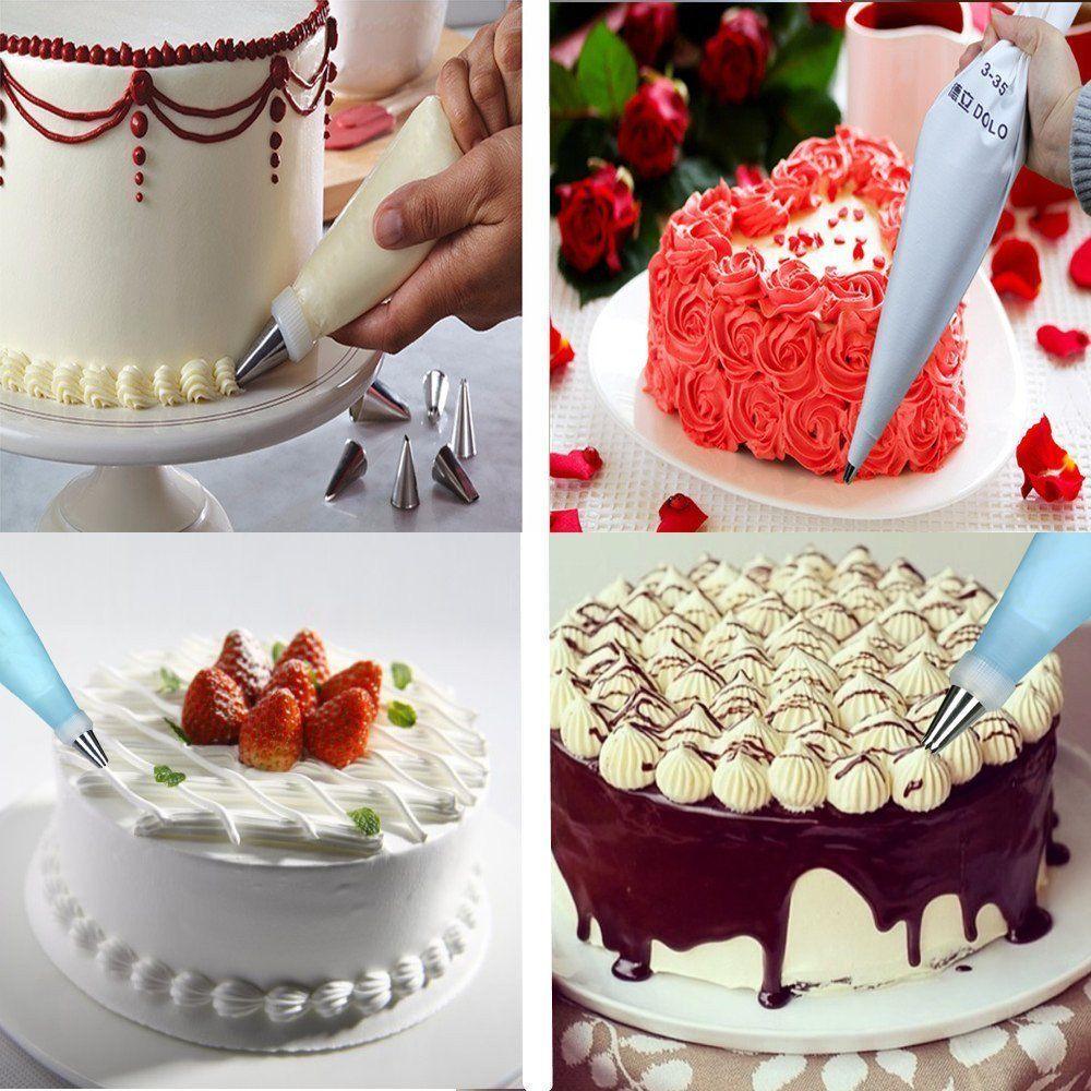 34 Piece Cake Decorating Kit Tips Icing Tip Set Tools - Pastry Bag Stainless Steel Cake Decorating Tools (AK2)(F61)