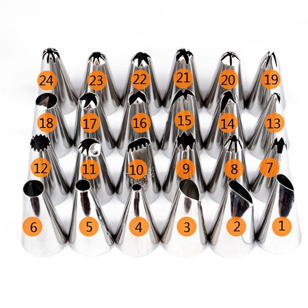 34 Piece Cake Decorating Kit Tips Icing Tip Set Tools - Pastry Bag Stainless Steel Cake Decorating Tools (AK2)(F61)