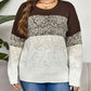 Plus Size Round Neck Long Sleeve Printed Sweater