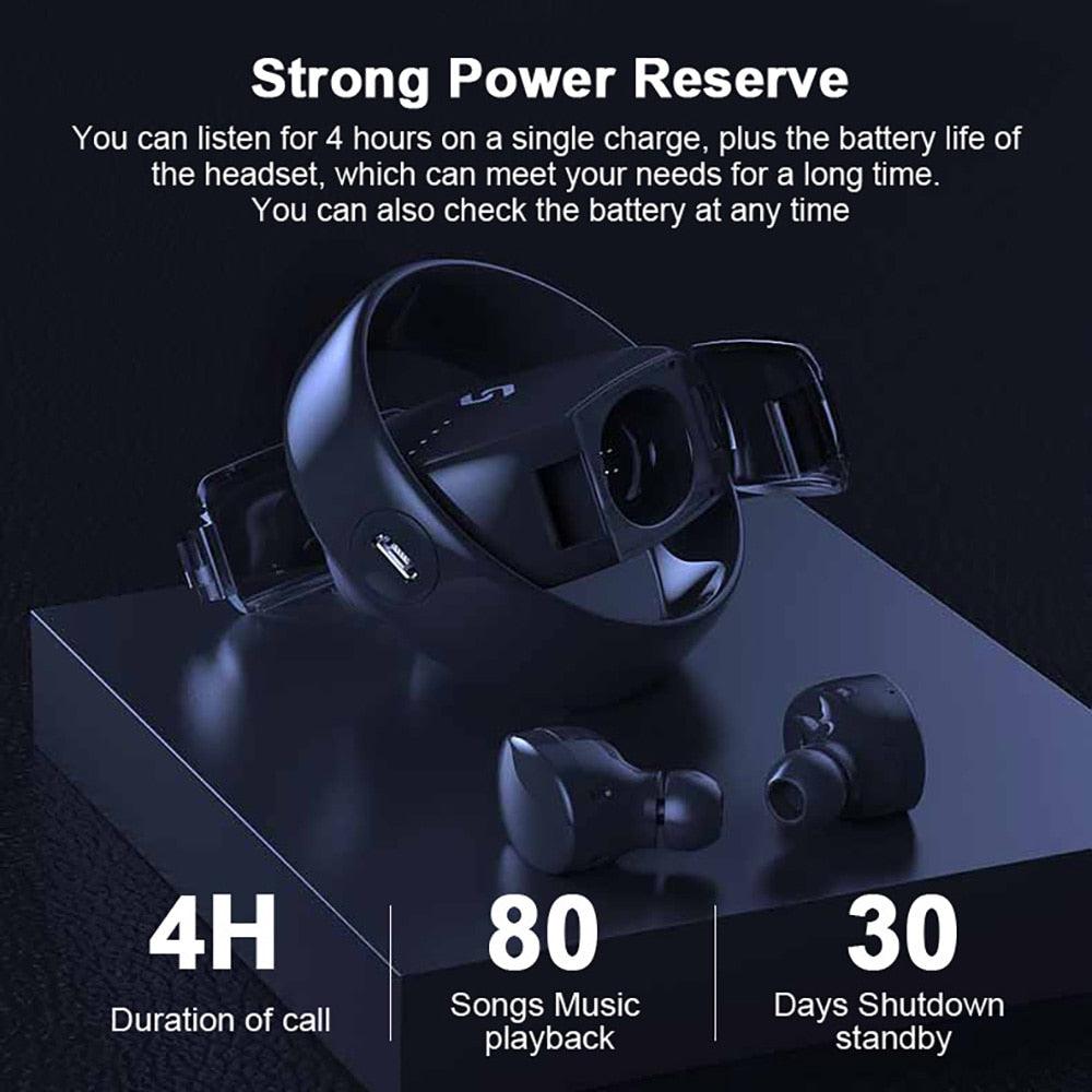 360 Degrees Rotating Wireless Headphones Bluetooth 5.0 Earphones Stereo Sports Waterproof Earbuds Headsets With Mic (D49)(AH1)((RS8)
