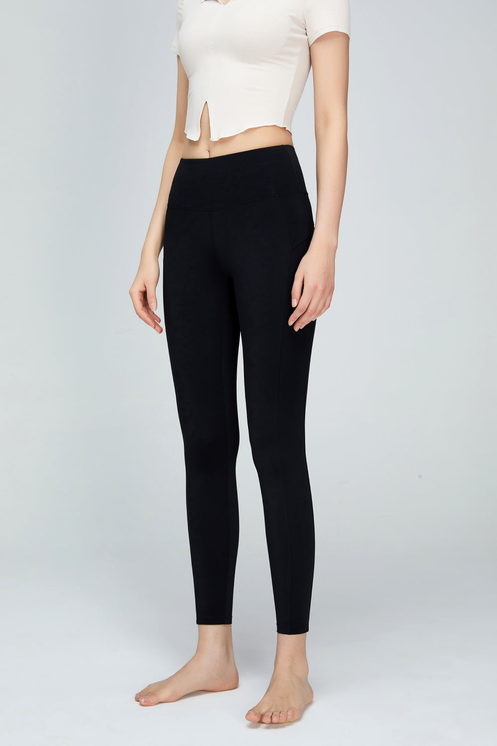 Seam Detail Wide Waistband Sports Leggings (TBL) T