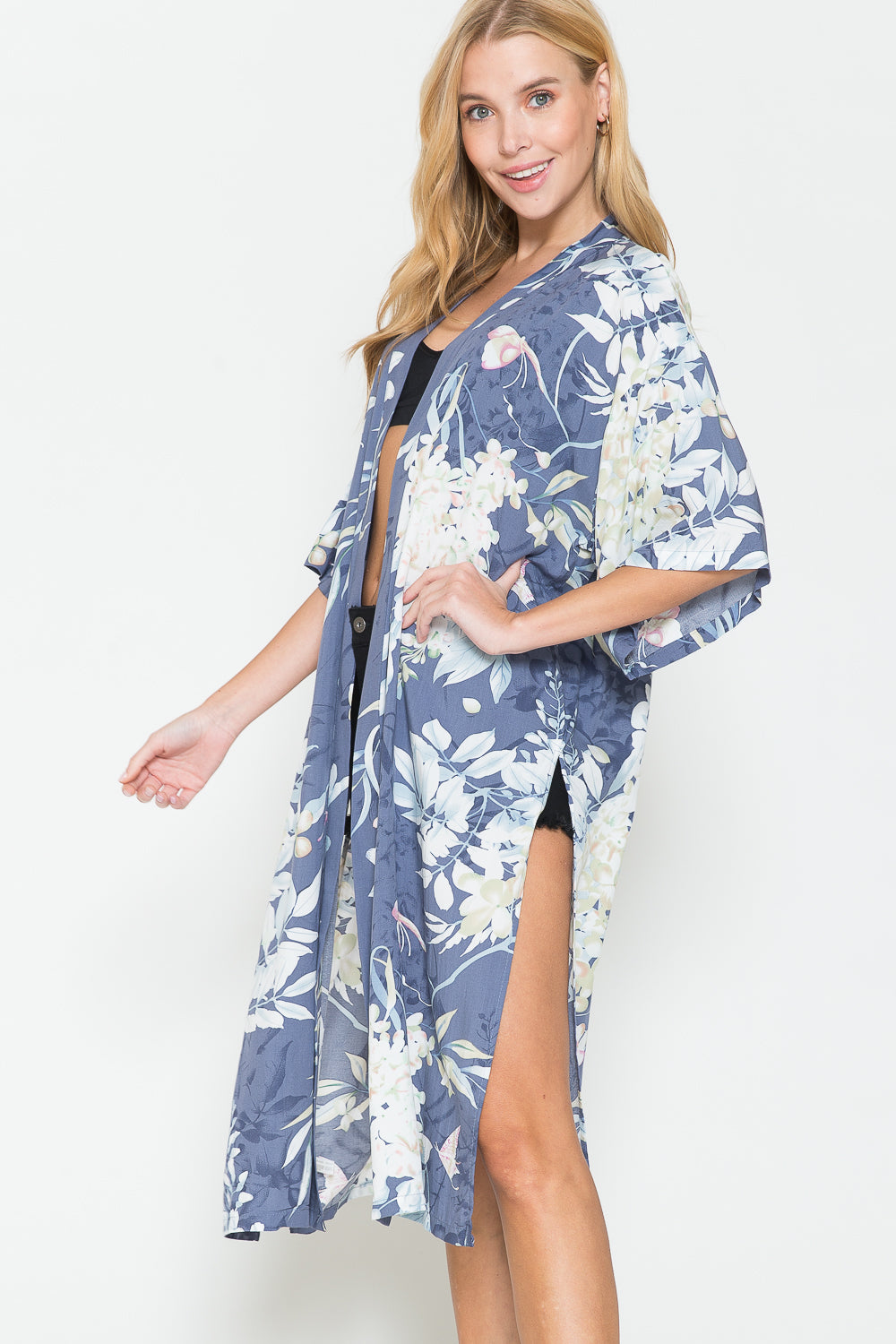 Justin Taylor Botanical Print Split Cover Up (TB11D) T