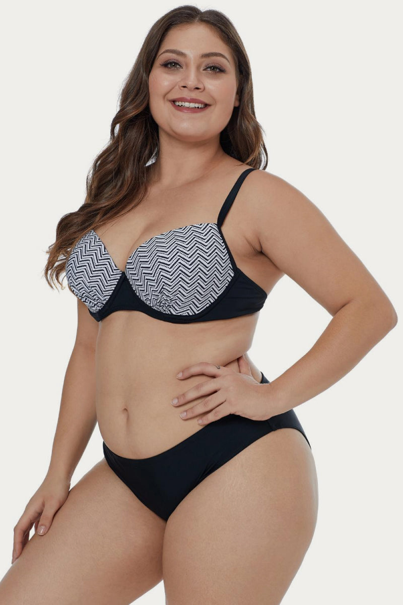 Waves Print Plus Size Bikini Set (TB9D) T