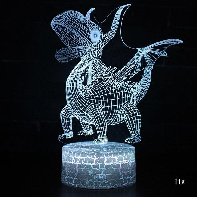 3D LED Night Light Lamp Dinosaur Series 16Color 3D Night light - Remote Control Table Lamps (LL4)1(1U58)