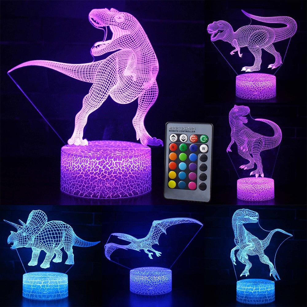 3D LED Night Light Lamp Dinosaur Series 16Color 3D Night light - Remote Control Table Lamps (LL4)1(1U58)