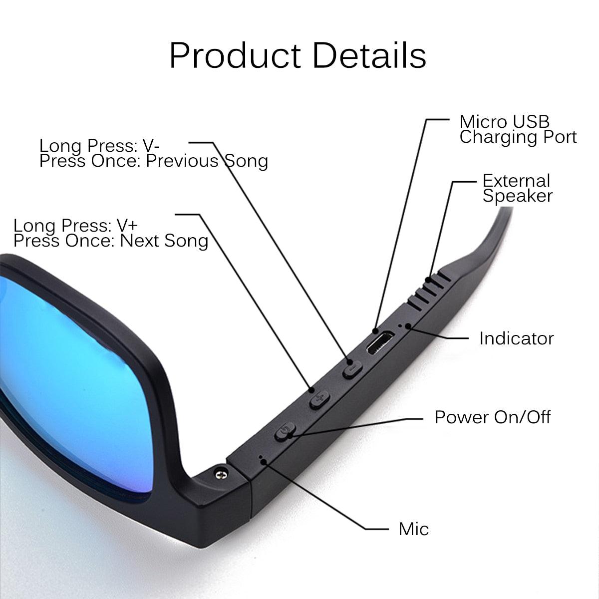 3IN1 bluetooth 5.0 Smart Sports Headphone Sunglasses - IPX7 Headset Earphone Speakers with mic (CT1)(1U60)