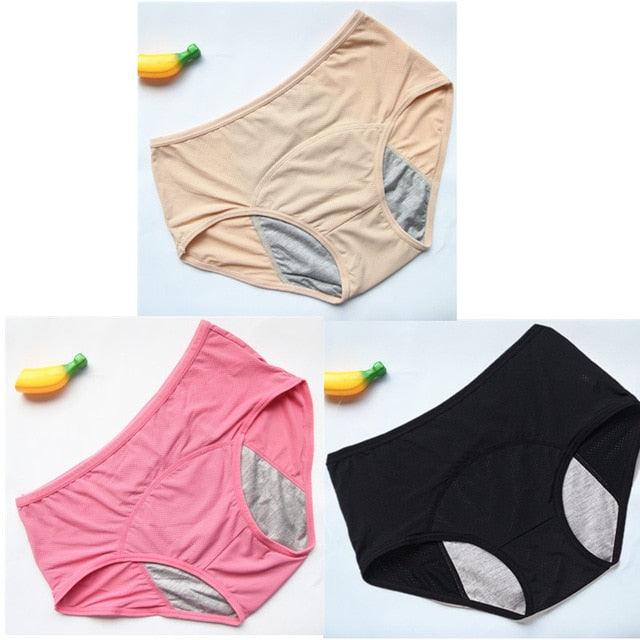 3PCS/Set Leak Proof Panties - Women's Underwear - Cotton Waterproof Briefs (TSP3)