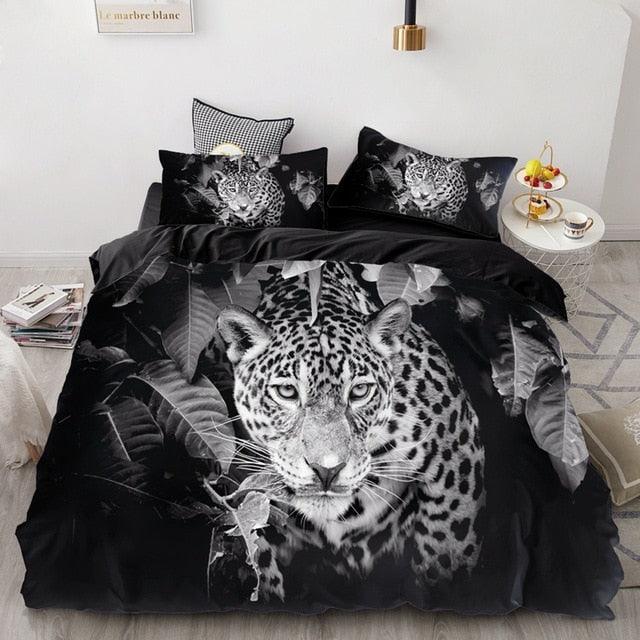 3PCS Wolf Tiger Lion Animal Pattern Bedding Sets - Super King Cover Pillowcase Comforter Textiles Bedding Set(7BM)(8BM)(9BM)(F63)