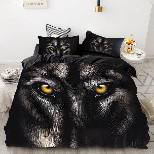 3PCS Wolf Tiger Lion Animal Pattern Bedding Sets - Super King Cover Pillowcase Comforter Textiles Bedding Set(7BM)(8BM)(9BM)(F63)
