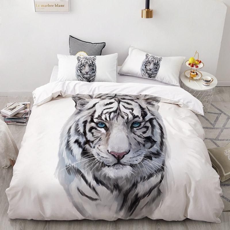 3PCS Wolf Tiger Lion Animal Pattern Bedding Sets - Super King Cover Pillowcase Comforter Textiles Bedding Set(7BM)(8BM)(9BM)(F63)