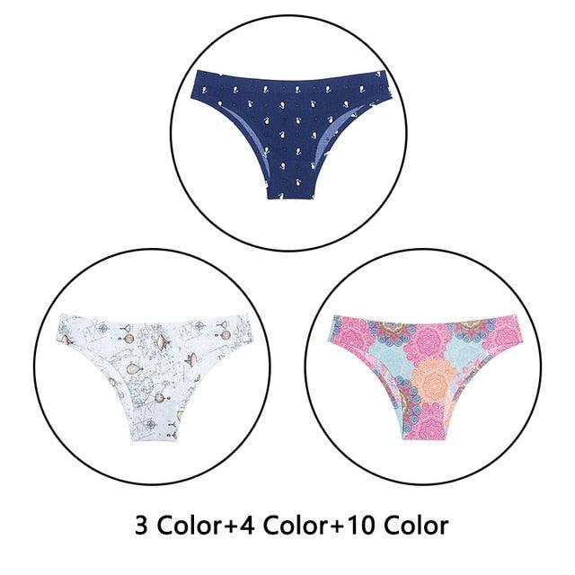 Gorgeous 3Pcs/Lot New Print Briefs Seamless Women's Panties - Sexy Female Ultra Thin Breathable Lingerie (TSP4)(TSP1)