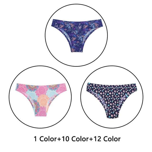 Gorgeous 3Pcs/Lot New Print Briefs Seamless Women's Panties - Sexy Female Ultra Thin Breathable Lingerie (TSP4)(TSP1)