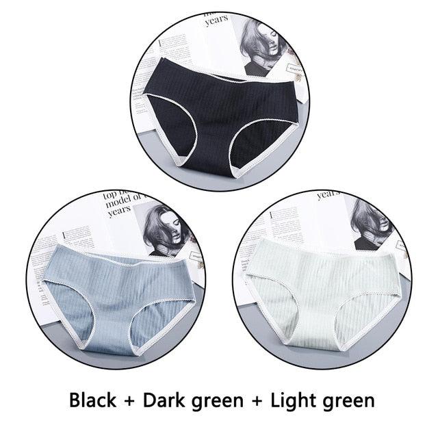Beautiful 3Pcs Seamless Briefs Cotton Women Panties Lingerie - Mid Rise Sexy Underwear (D28)(TSP3)