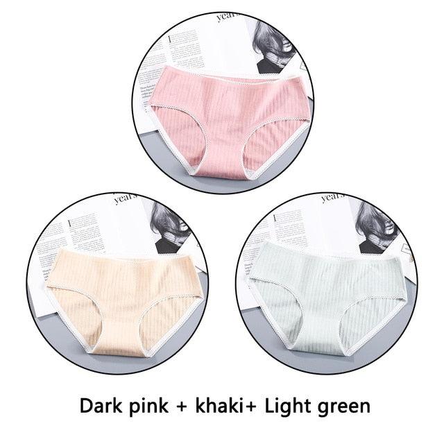 Beautiful 3Pcs Seamless Briefs Cotton Women Panties Lingerie - Mid Rise Sexy Underwear (D28)(TSP3)
