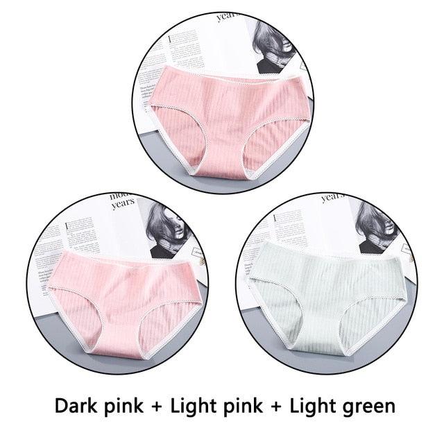 Beautiful 3Pcs Seamless Briefs Cotton Women Panties Lingerie - Mid Rise Sexy Underwear (D28)(TSP3)