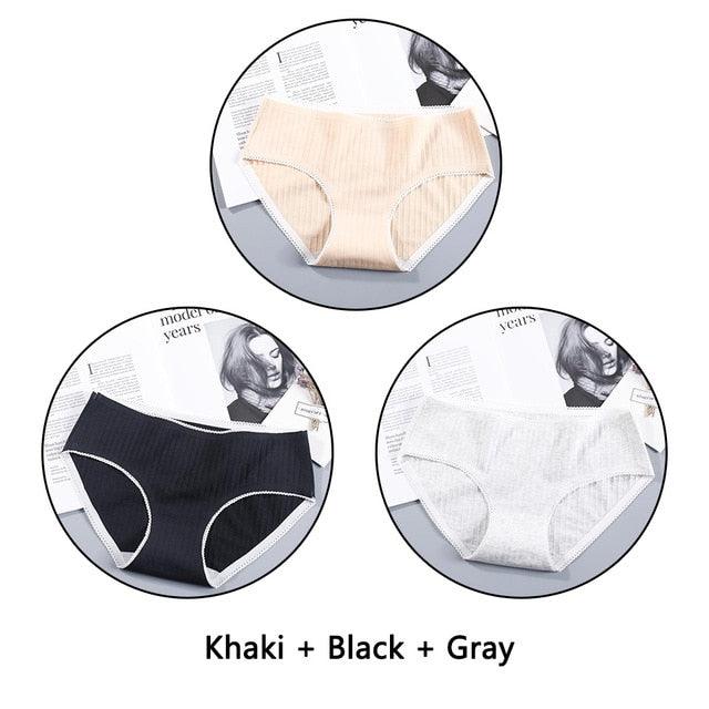 Beautiful 3Pcs Seamless Briefs Cotton Women Panties Lingerie - Mid Rise Sexy Underwear (D28)(TSP3)