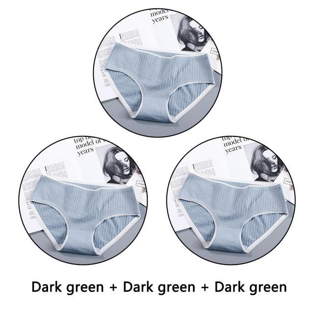 Beautiful 3Pcs Seamless Briefs Cotton Women Panties Lingerie - Mid Rise Sexy Underwear (D28)(TSP3)