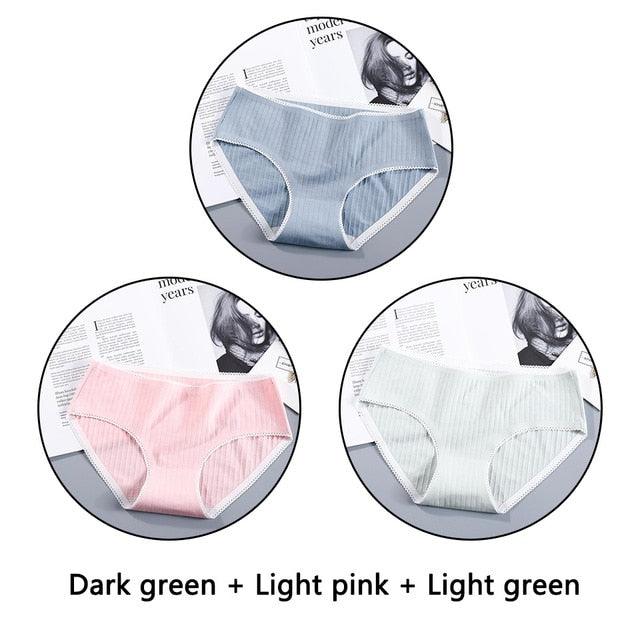 Beautiful 3Pcs Seamless Briefs Cotton Women Panties Lingerie - Mid Rise Sexy Underwear (D28)(TSP3)