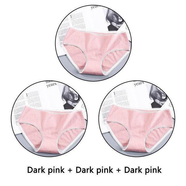 Beautiful 3Pcs Seamless Briefs Cotton Women Panties Lingerie - Mid Rise Sexy Underwear (D28)(TSP3)
