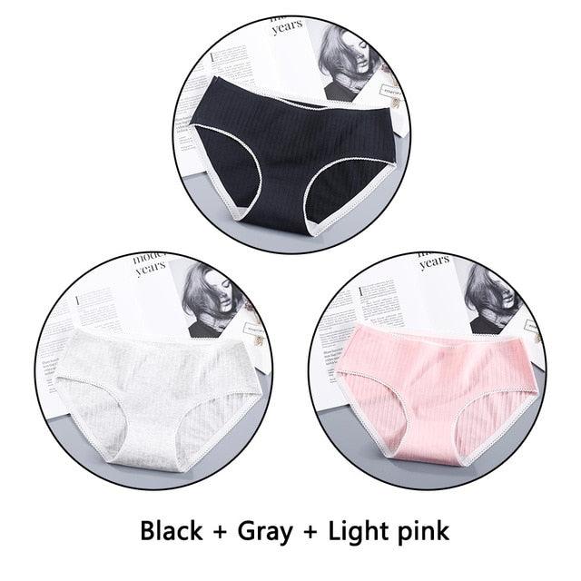 Beautiful 3Pcs Seamless Briefs Cotton Women Panties Lingerie - Mid Rise Sexy Underwear (D28)(TSP3)