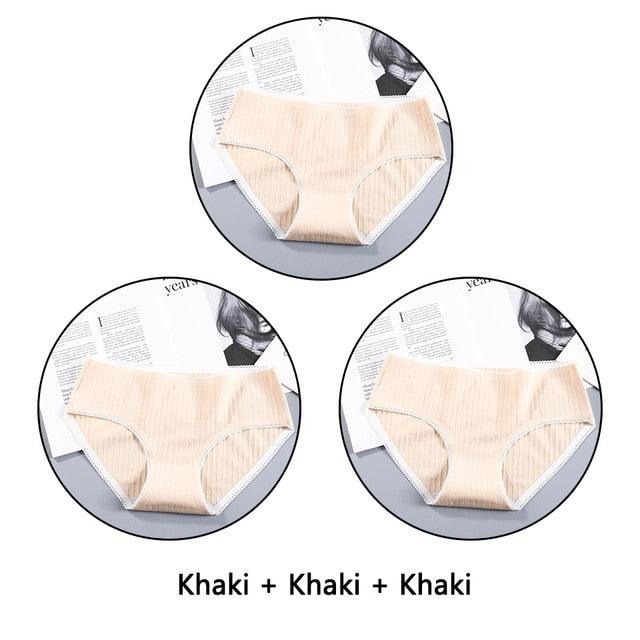 Beautiful 3Pcs Seamless Briefs Cotton Women Panties Lingerie - Mid Rise Sexy Underwear (D28)(TSP3)