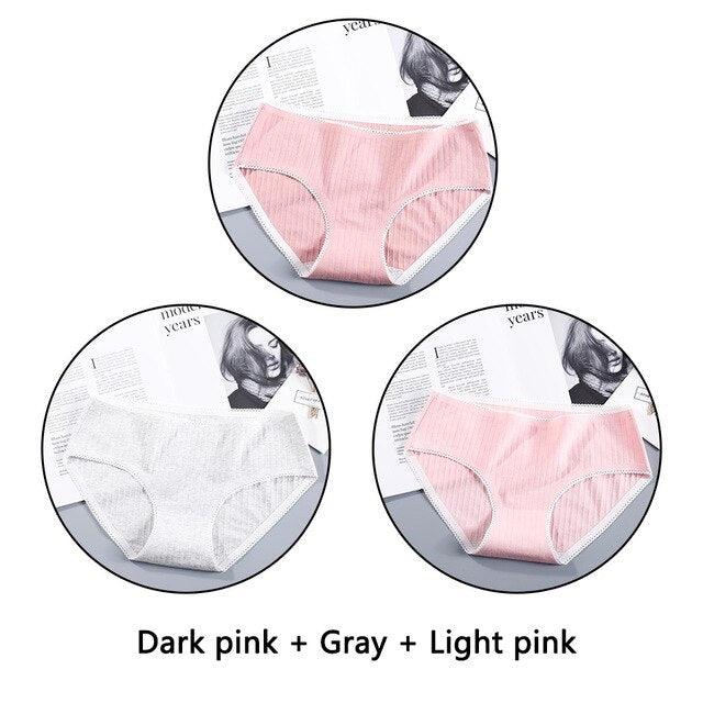 Beautiful 3Pcs Seamless Briefs Cotton Women Panties Lingerie - Mid Rise Sexy Underwear (D28)(TSP3)