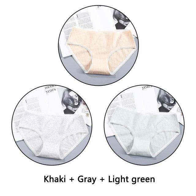 Beautiful 3Pcs Seamless Briefs Cotton Women Panties Lingerie - Mid Rise Sexy Underwear (D28)(TSP3)