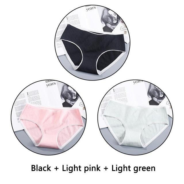 Beautiful 3Pcs Seamless Briefs Cotton Women Panties Lingerie - Mid Rise Sexy Underwear (D28)(TSP3)