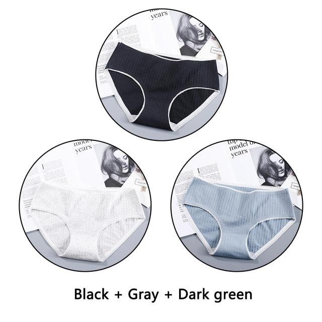 Beautiful 3Pcs Seamless Briefs Cotton Women Panties Lingerie - Mid Rise Sexy Underwear (D28)(TSP3)