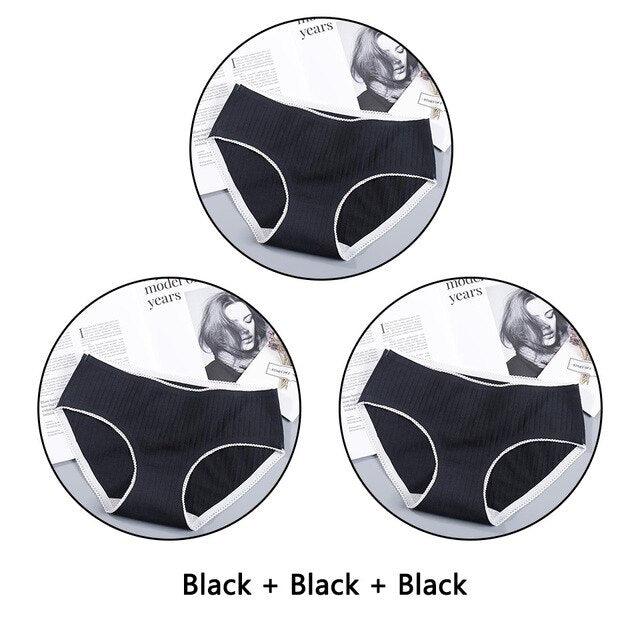 Beautiful 3Pcs Seamless Briefs Cotton Women Panties Lingerie - Mid Rise Sexy Underwear (D28)(TSP3)