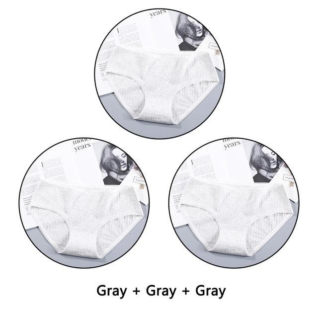 Beautiful 3Pcs Seamless Briefs Cotton Women Panties Lingerie - Mid Rise Sexy Underwear (D28)(TSP3)