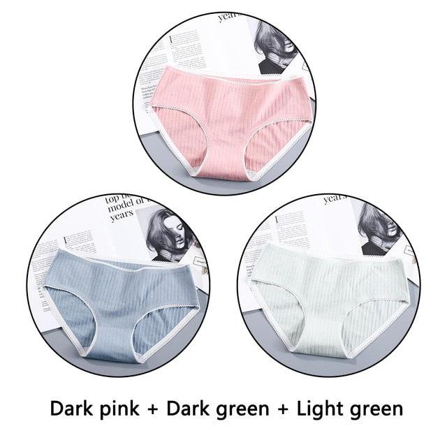 Beautiful 3Pcs Seamless Briefs Cotton Women Panties Lingerie - Mid Rise Sexy Underwear (D28)(TSP3)