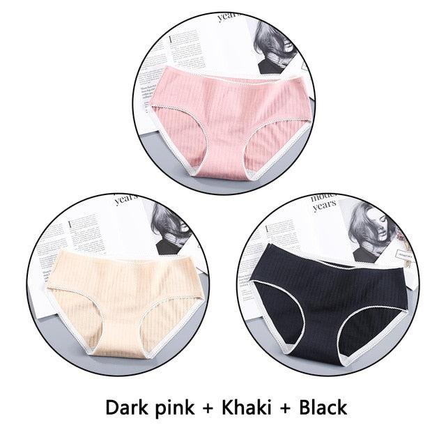Beautiful 3Pcs Seamless Briefs Cotton Women Panties Lingerie - Mid Rise Sexy Underwear (D28)(TSP3)