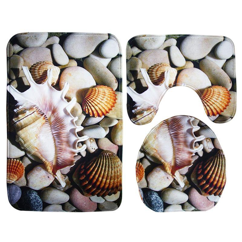 3Pcs/Set Flannel Carpet Mat 3D Print Non Slip Toilet Seat Cover Bathroom Pad Floor Mat Rug Carpet (RU4)(1U68)(F68)
