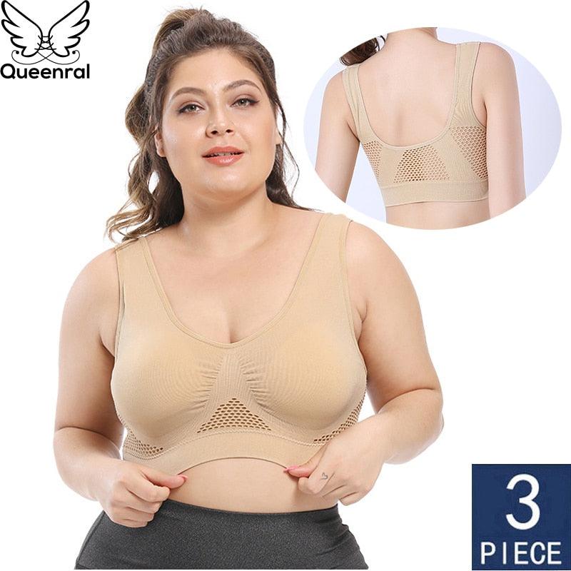 Great Deal 3pcs Women's Bras - Plus Size Bra With Pads - Seamless Active Brassiere Bra (TSB2)(TSB3)